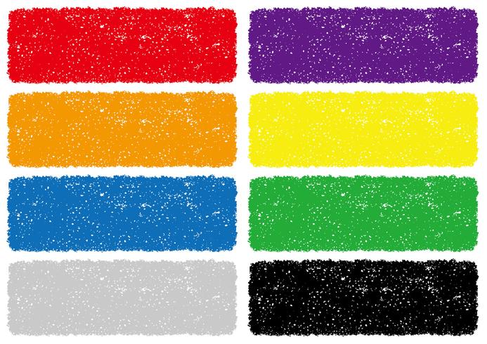 Set of colorful crayon texture backgrounds isolated on a white background.  vector