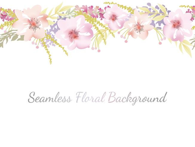 Watercolor seamless floral background with text space. vector