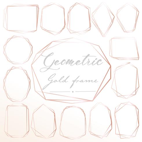 Set of geometric pink gold frame, Decorative element for wedding card, Invitations and logo. Vector illustration.