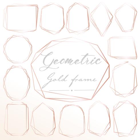 Set of geometric pink gold frame, Decorative element for wedding card, Invitations and logo. Vector illustration.