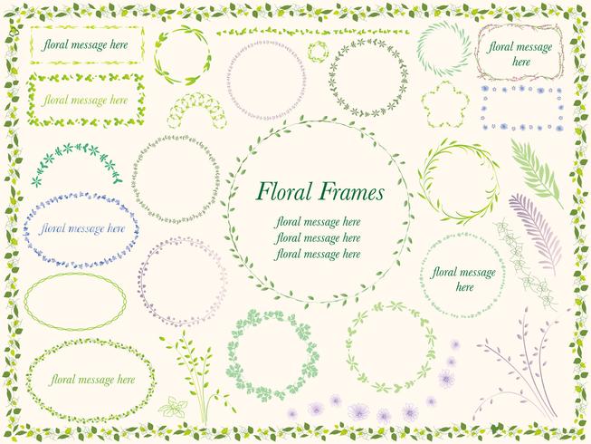 Set of assorted flower and plant frames. vector
