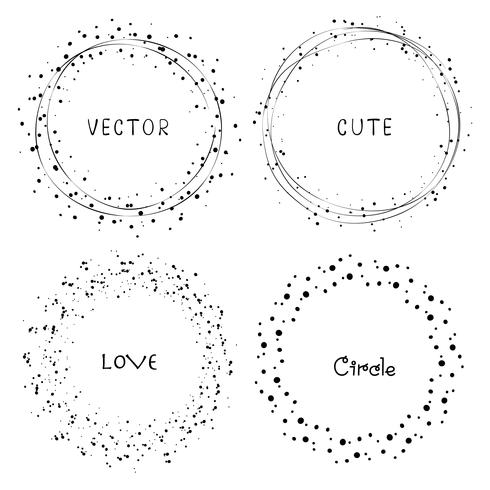 Collection of decorative round frames. Vector illustration.