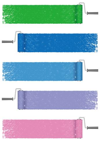 Set of paint roller abstract backgrounds isolated on a white background. vector