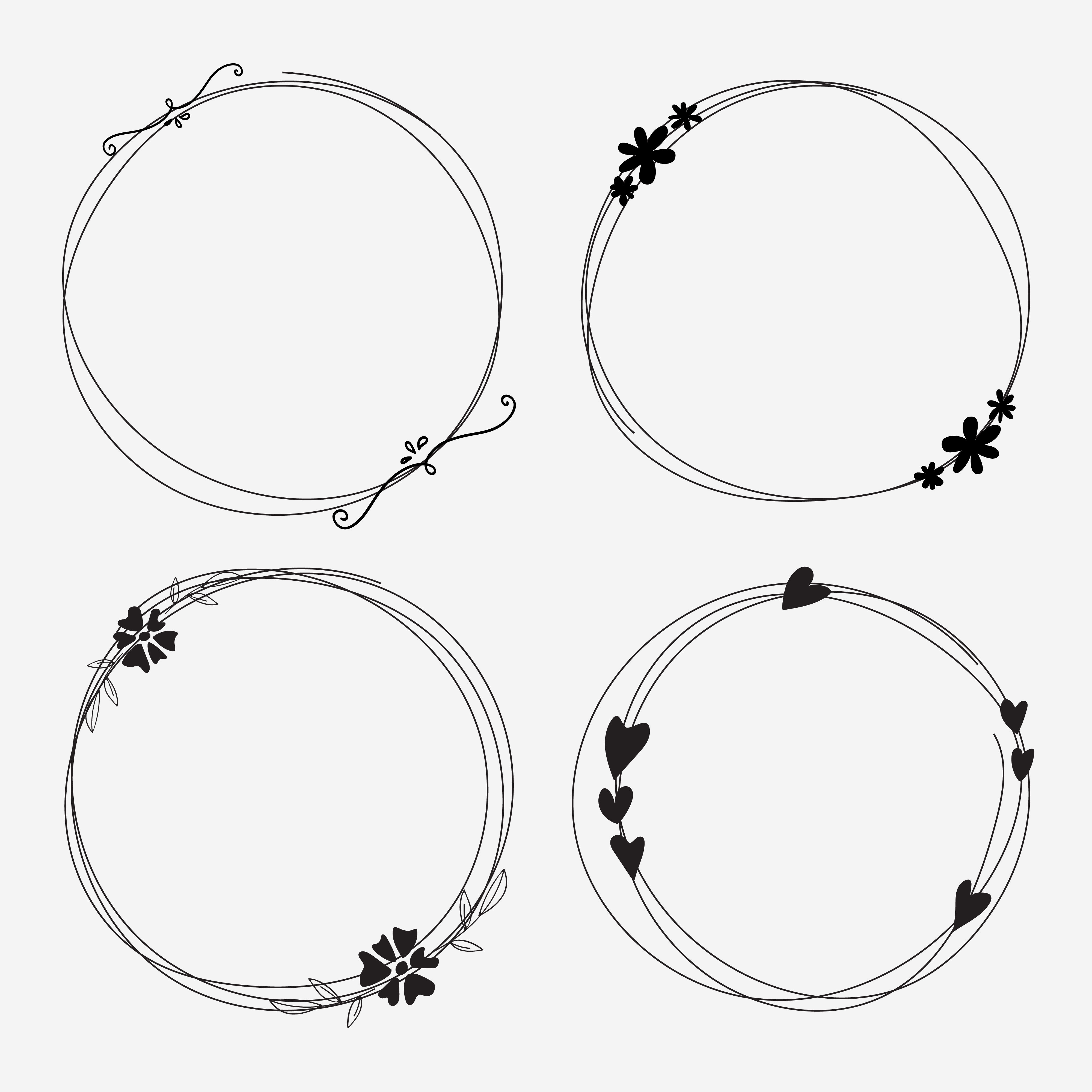 Vector Set Of Dividers Round Frames For Decoration. Handmade Vector