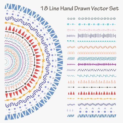 18 líneas dibujadas a mano conjunto de vectores. Ilustración vectorial hecha a mano vector