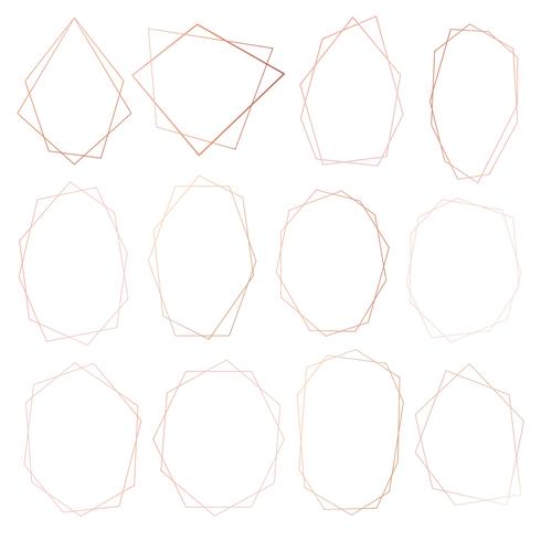 Set of geometric pink gold frame, Decorative element for wedding card, Invitations and logo. Vector illustration.