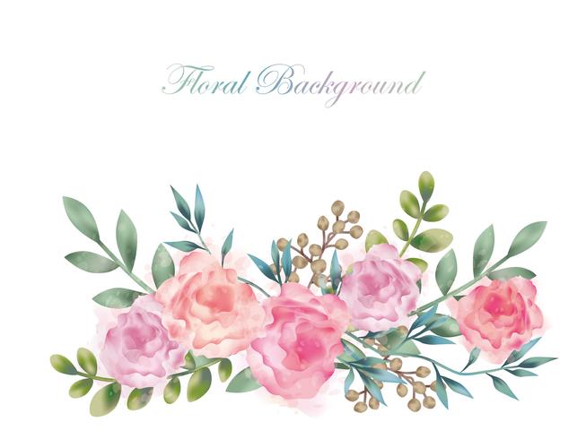 Watercolor Flower Background Illustration With Text Space Isolated