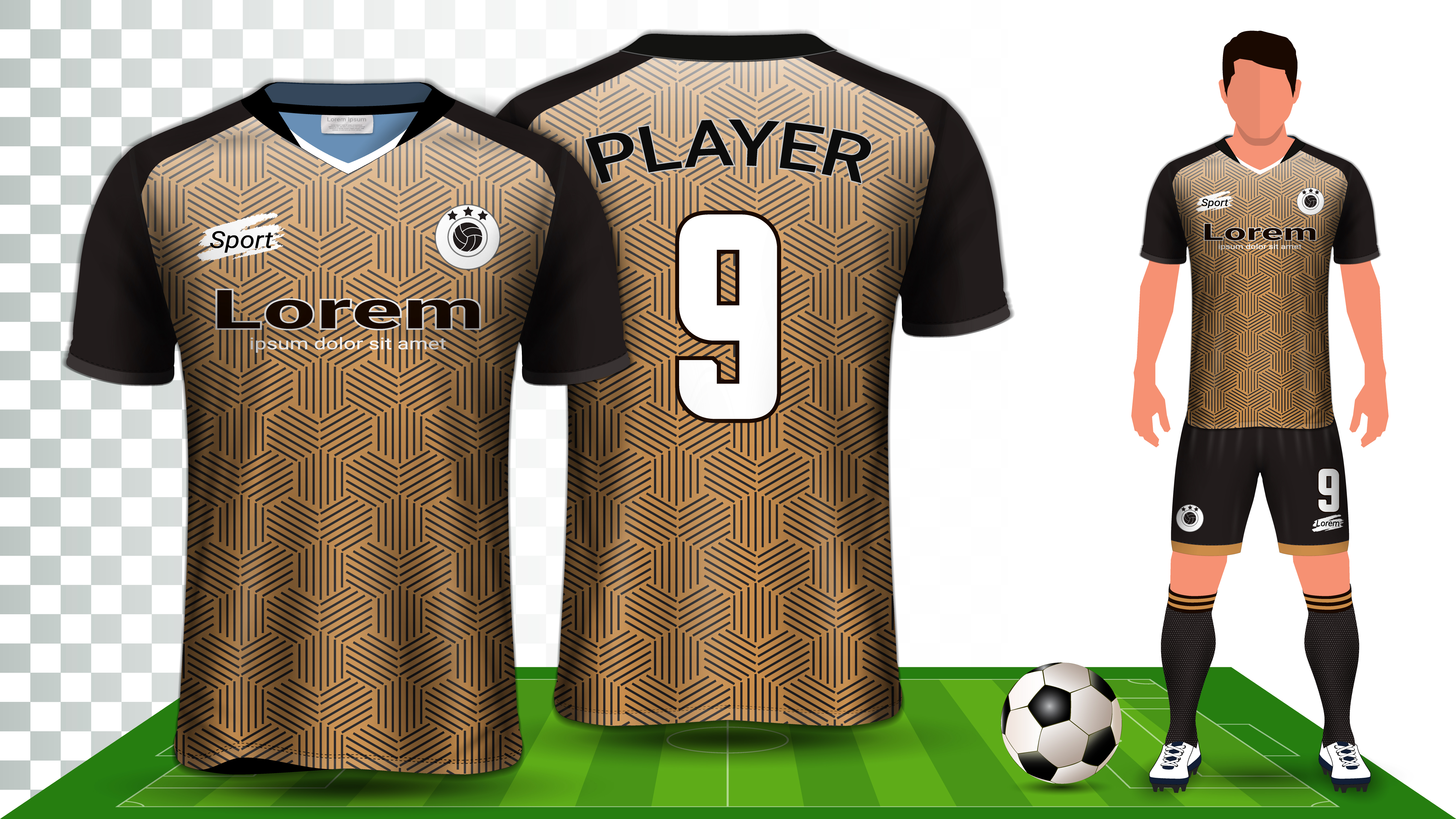 Download Soccer Jersey, Sport Shirt or Football Kit Uniform Presentation Mockup Template. 564457 Vector ...