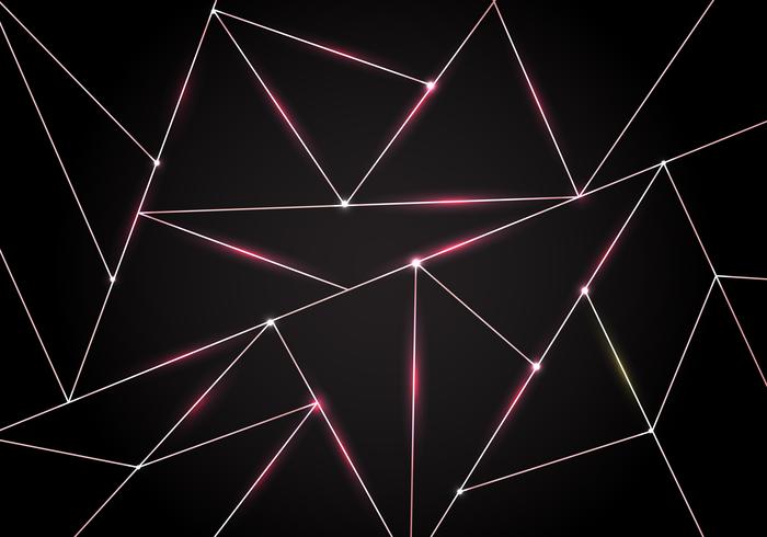 Luxury polygonal pattern and pink gold triangles lines with lighting on dark background. Geometric low polygon gradient shapes. vector