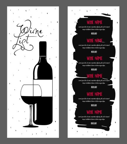 Diseño de carta de vinos. vector