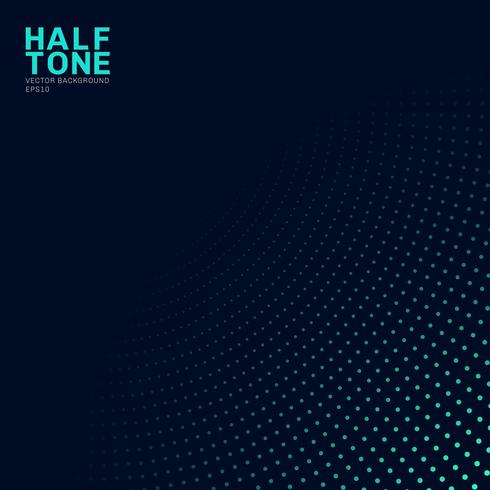 Abstract Green Neon Color Halftone Pattern On Dark