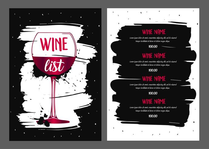 Diseño de carta de vinos. vector