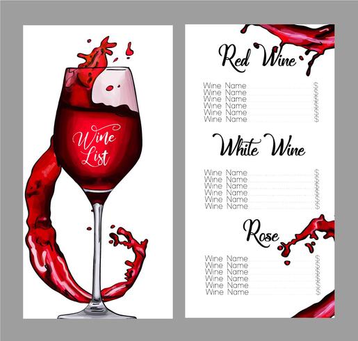 Diseño del vector para la carta de vinos
