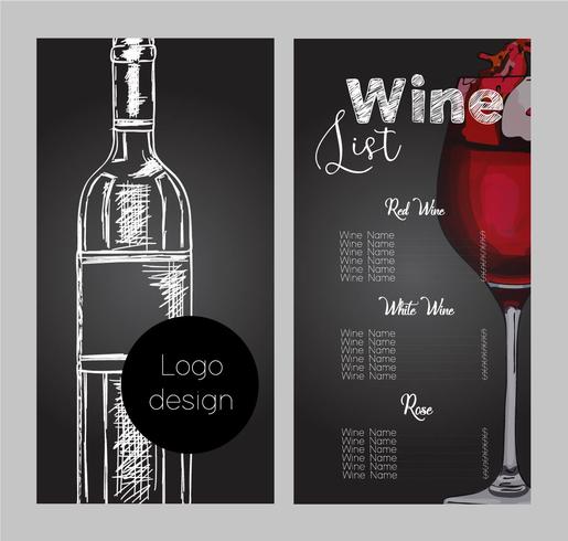 Diseño del vector para la carta de vinos