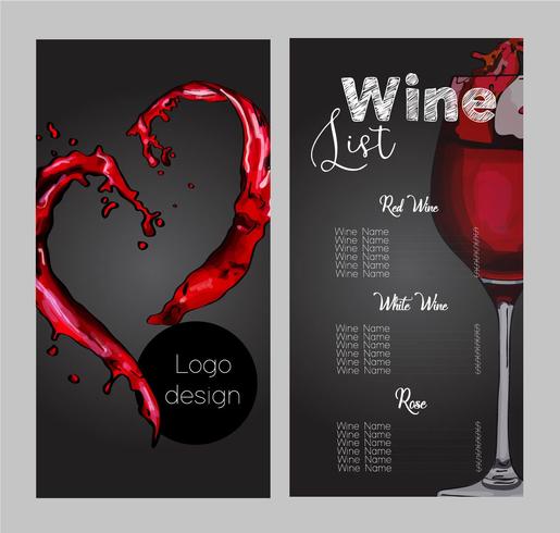 Diseño del vector para la carta de vinos