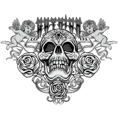 aggressive emblem with skull vector