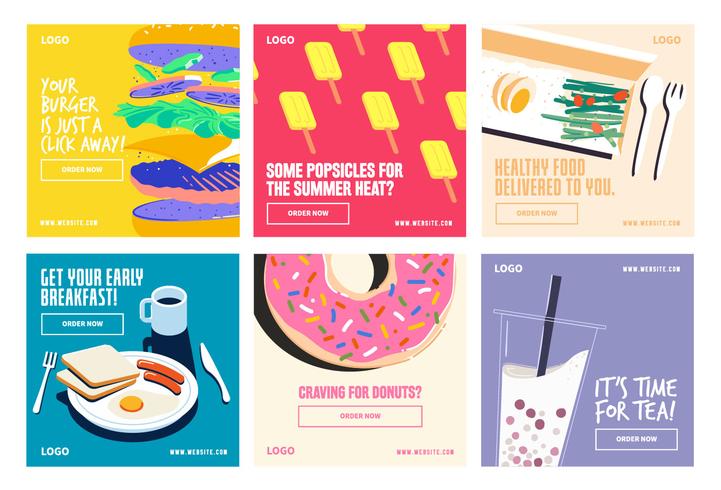 Food beverages social media post collection  vector