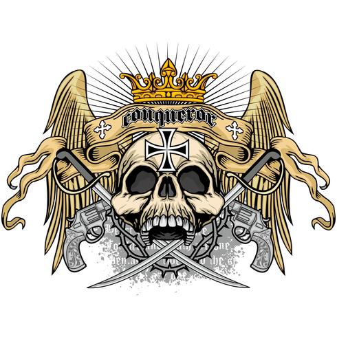 grunge skull coat of arms vector