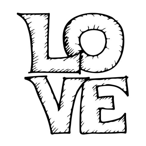 Texto de diseño de letras manuscritas de amor vector