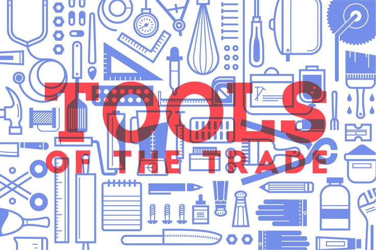 Flat medical tools set bundle vector