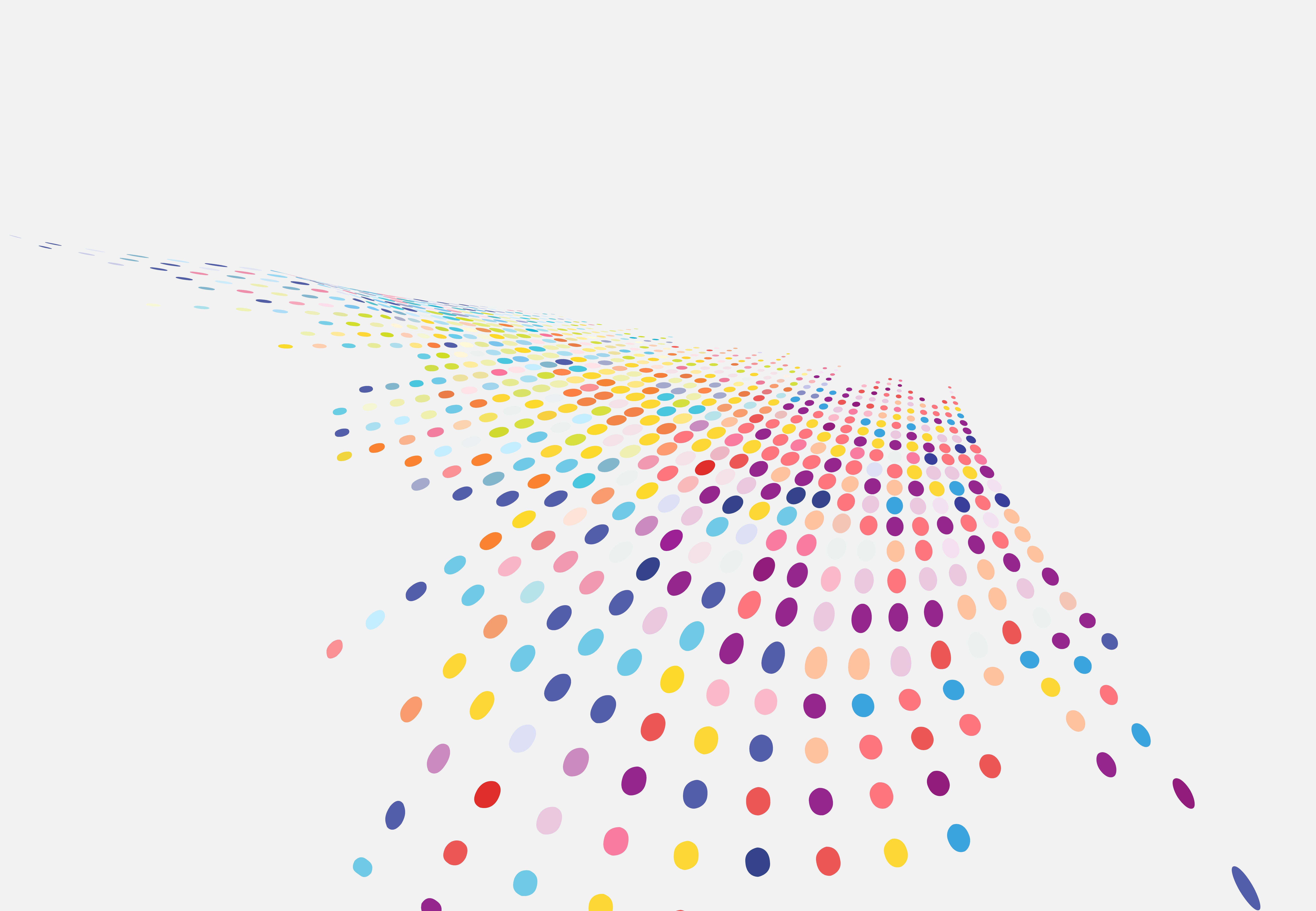 Abstract colorful halftone texture wave dots pattern perspective isolated on white background
