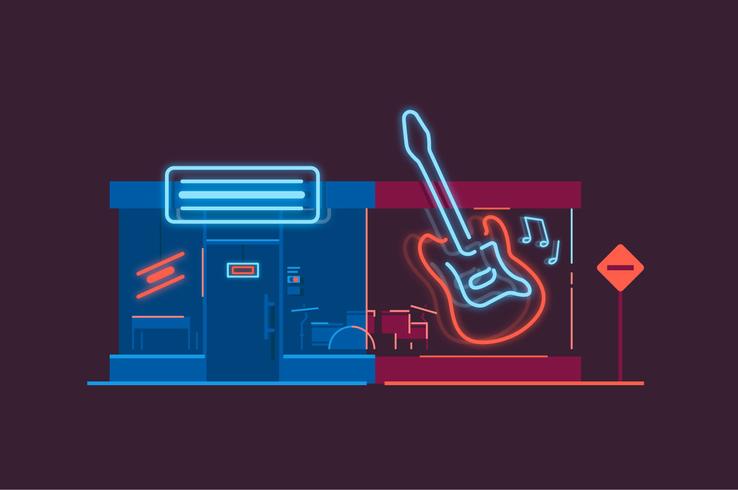 Minimalist music store shop illustration vector