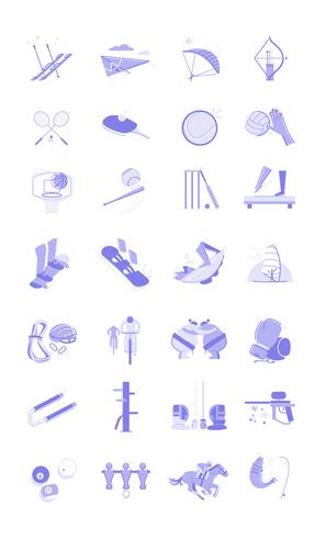 Conjunto de iconos de ilustración de deportes y actividades vector