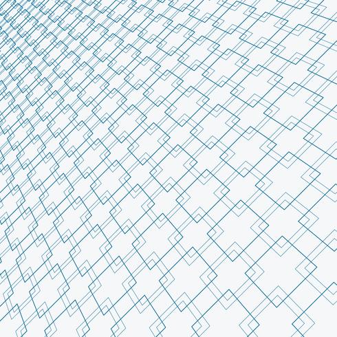 Abstract blue lines squares pattern overlapping perspective on white background. vector