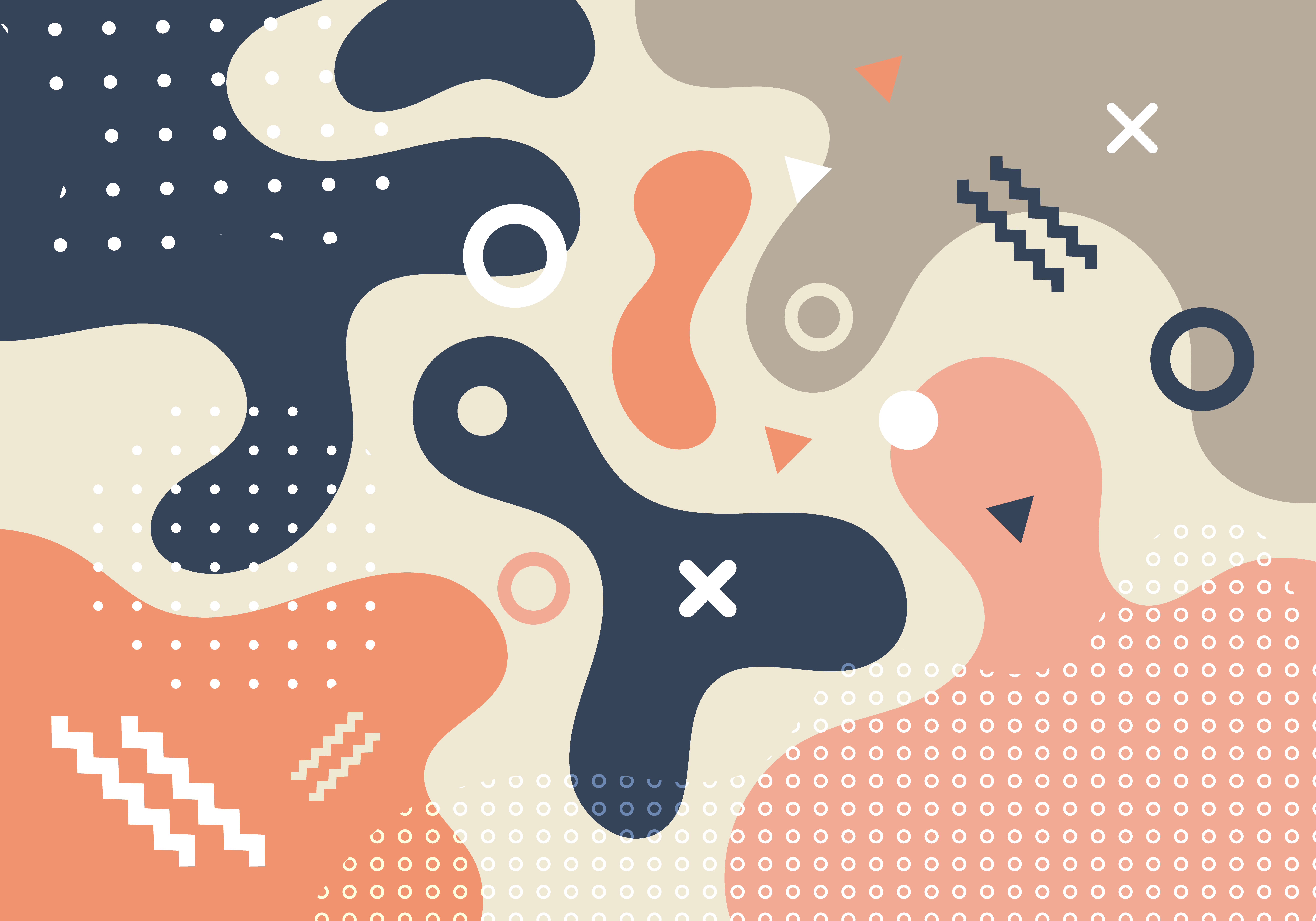 Abstract geometric shapes and forms trendy fashion memphis style 80s