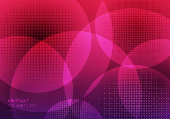 Abstract circles overlapping with halftone on pink background. Geometric template design use for cover brochure, poster, banner web, leaflet, flyer, etc. vector