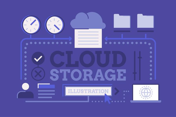 Conjunto de ilustración de tecnología de almacenamiento en la nube vector