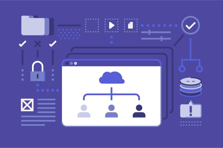 Conjunto de ilustración de tecnología de almacenamiento en la nube vector