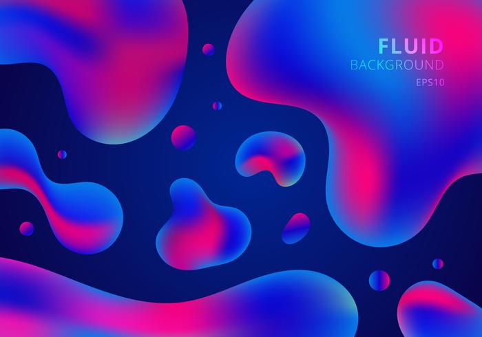 Trendy fluid shapes composition colorful blue and pink gradient background. Abstract liquid geometric design. vector