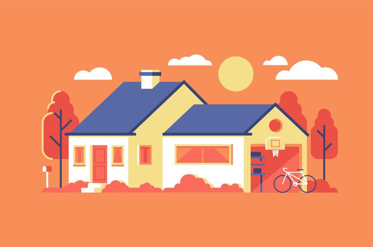 Flat house building background illustration vector