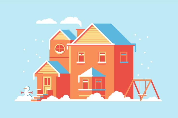 Flat house building background illustration vector