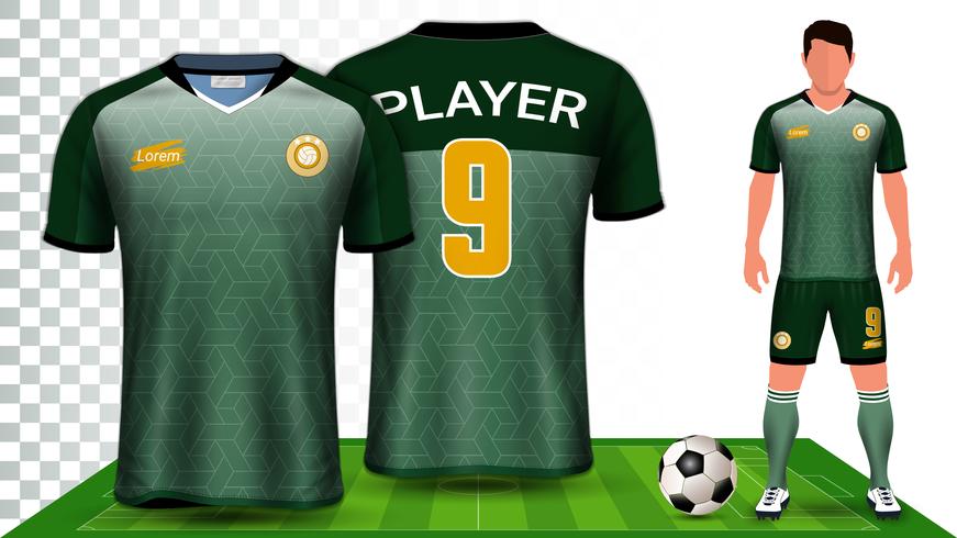 Soccer Jersey and Football Kit Presentation Mockup Template, Front and Back View Including Sportswear Uniform. vector