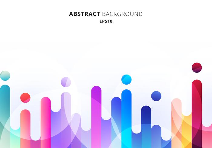 Abstract colorful rounded lines transition elements on white background with circles bokeh. vector