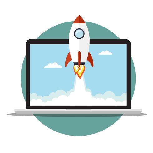 Rocket on the laptop vector