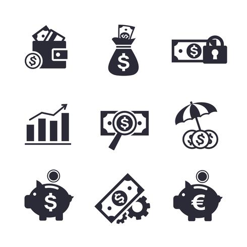 Finance and Banking icons set vector