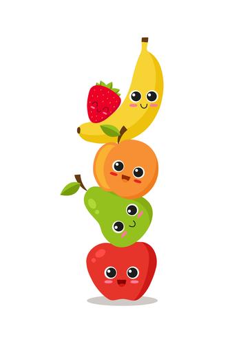 Cute fruits piled vector