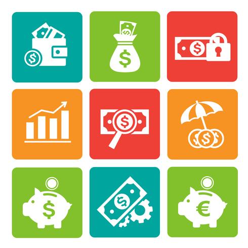 Finance and Banking icons set vector