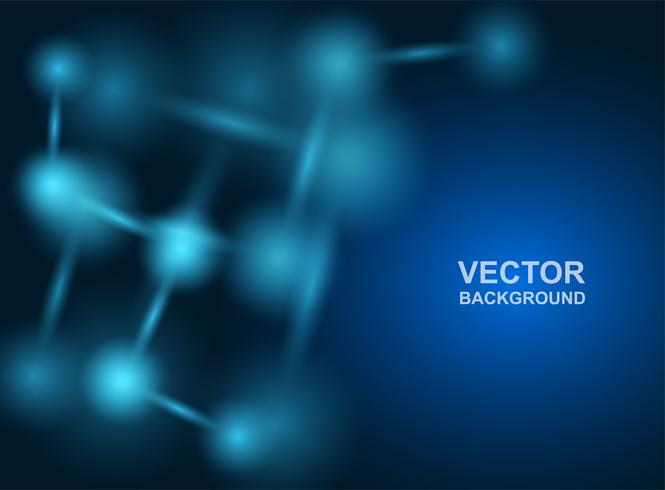 Diseño de moléculas abstractas. Los átomos Antecedentes médicos o científicos. Estructura molecular con partículas esféricas azules. Ilustracion vectorial vector