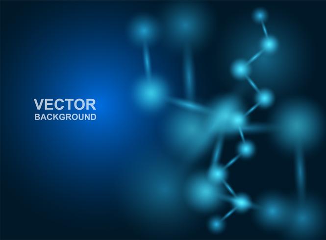 Diseño de moléculas abstractas. Los átomos Antecedentes médicos o científicos. Estructura molecular con partículas esféricas azules. Ilustracion vectorial vector