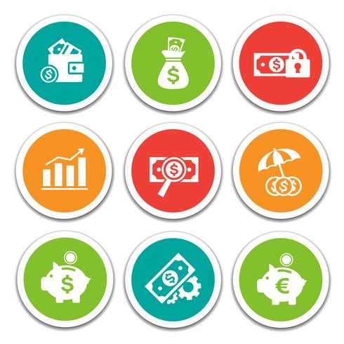 Finance and Banking icons set vector