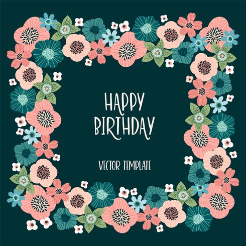 Vector floral design with cute flowers. Template for card, poster ...