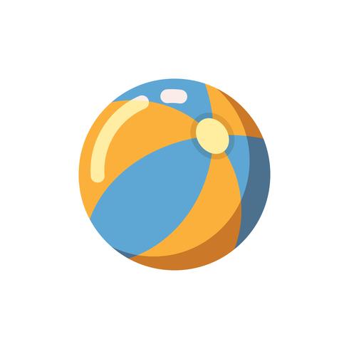 Striped beach ball flat isolated vector icon