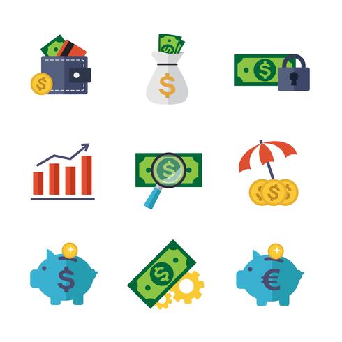 Finance and Banking icons set vector