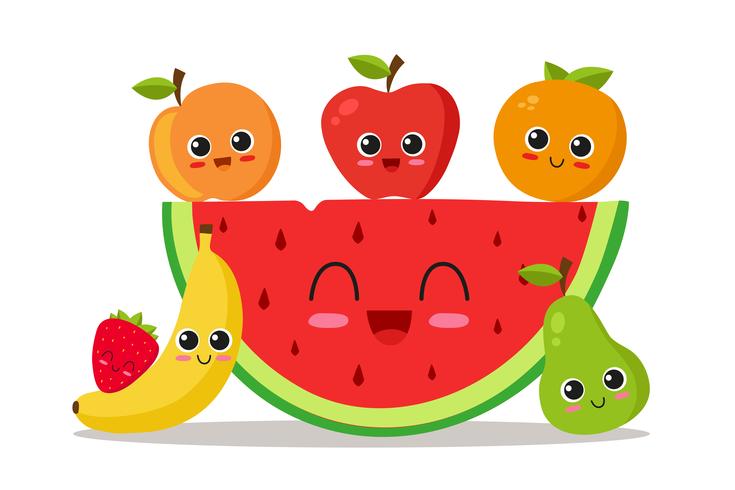 Cool fruit set vector