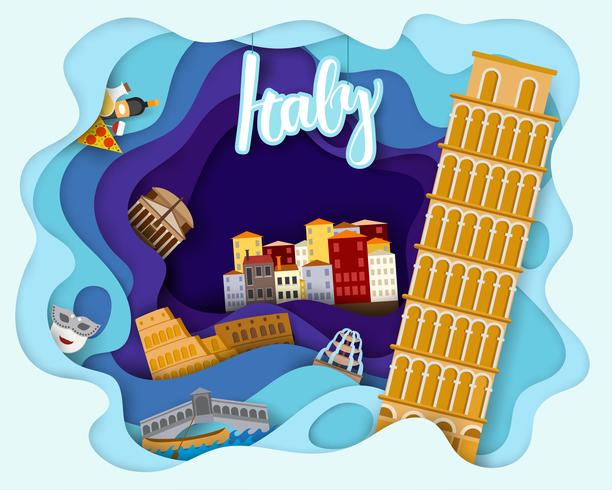 Paper cut design of Tourist Travel Italy vector