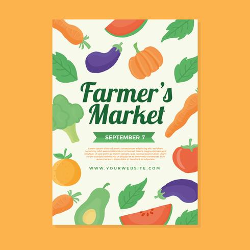 Farmers Market Flyer Design Template vector